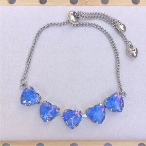 Periwinkle Opal Aurora Borealis Crystal Heart Bracelet